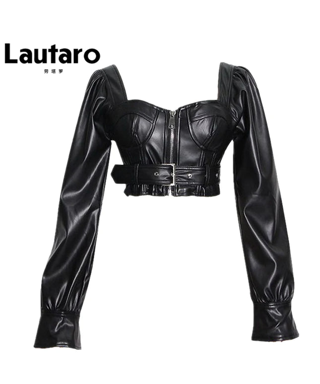 Leather Crop Long Sleeves