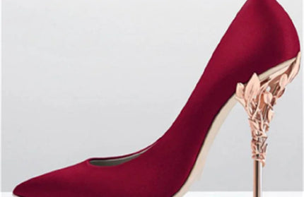 Luxury Leaves Metal Heel Pumps Women Shoes