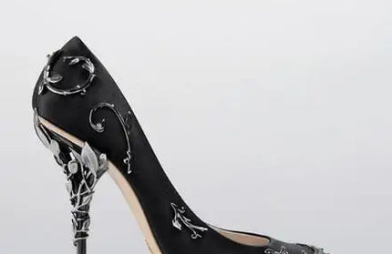 Luxury Leaves Metal Heel Pumps Women Shoes