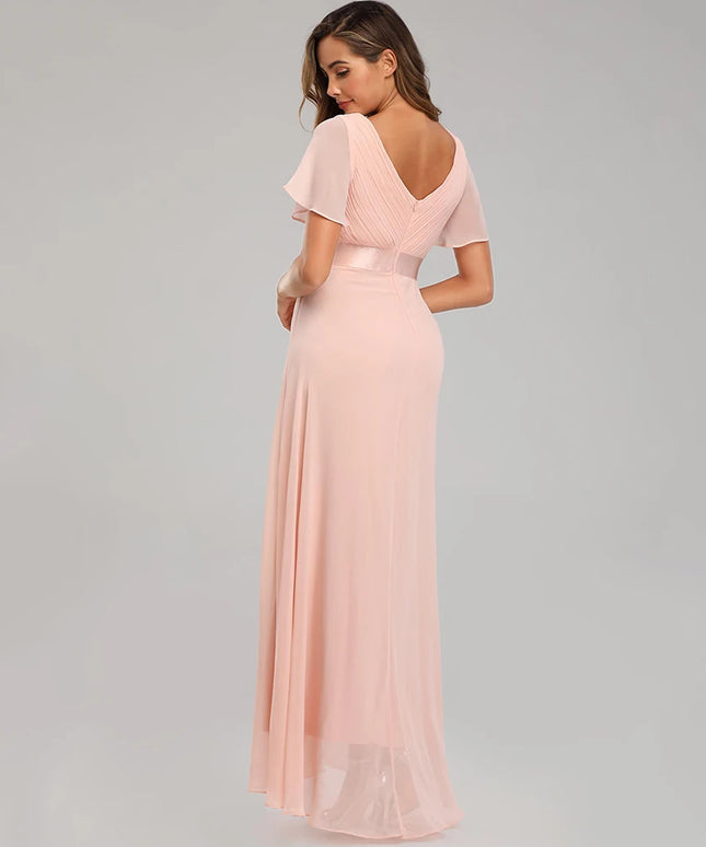 Sexy Pink Chiffon tulle Maxi Summer Dress
