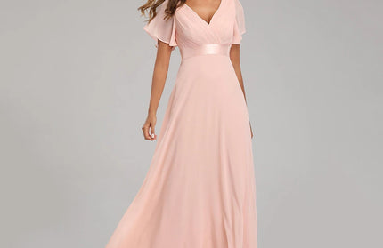Sexy Pink Chiffon tulle Maxi Summer Dress