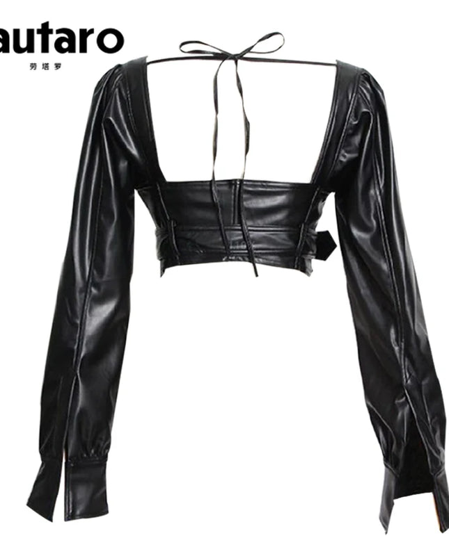 Leather Crop Long Sleeves