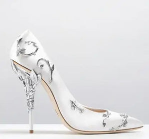 Luxury Leaves Metal Heel Pumps Women Shoes