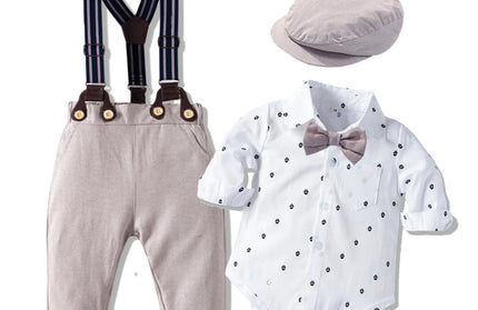 Romper Clothes Set with Bow Hat Cotton