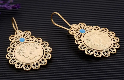 Iran Coin Earrings Gold Color
