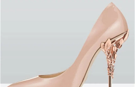 Luxury Leaves Metal Heel Pumps Women Shoes