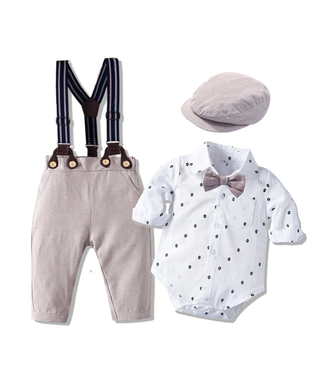 Romper Clothes Set with Bow Hat Cotton