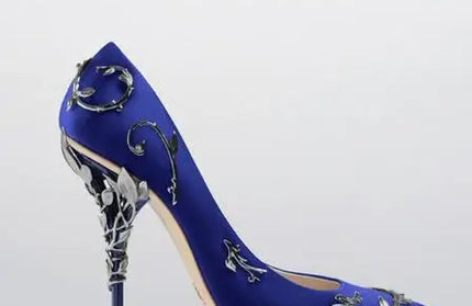 Luxury Leaves Metal Heel Pumps Women Shoes