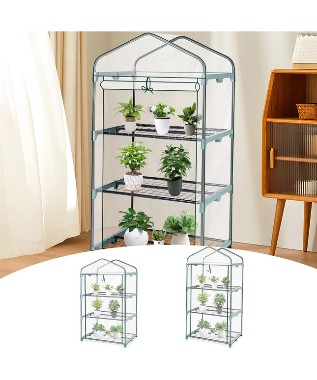 4-Tier Walk-In Greenhouse with Waterproof Cover & Ventilation