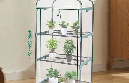 4-Tier Walk-In Greenhouse with Waterproof Cover & Ventilation
