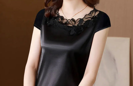 Outerwear Satin Short Sleeve T-shirt