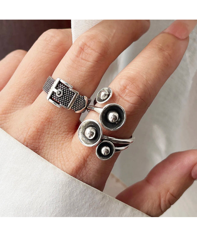 925 Sterling Silver Rings Adjustable Simple