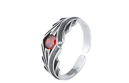 925 Sterling Silver Red Zircon Ring