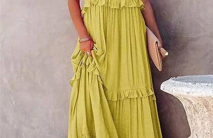 Women Summer Vacation Style Halter Neck Long Dresses Women