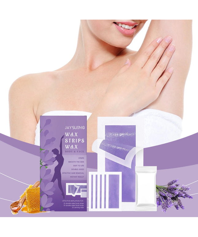 1 Box Of 20 Body Wax Strips * 20 Facial Wax Strips * 10 Wipes