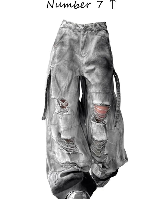 American High Street Ripped Straight Wide-Leg