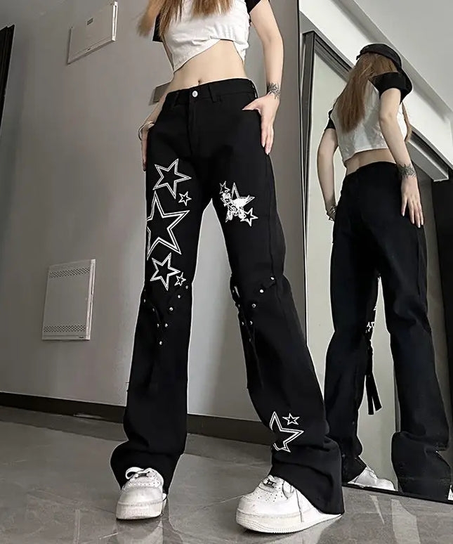 High Waist Shot Star Bell Bottom