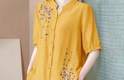Fashion Embroidered Short Sleeved