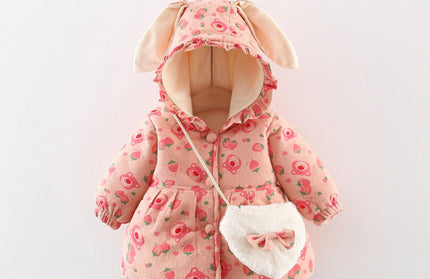 Solid Color Printed Girls' Cotton Jacket