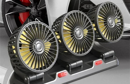 Car Fan 360° Adjustable 3 Head Air Fan Automotive Electric Fan USB/12V/24V Fan 2 Speeds Car Silent Fan For Home Desk Office&Car