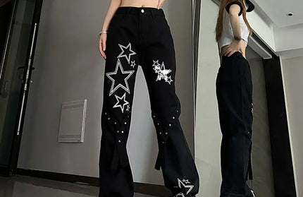 High Waist Shot Star Bell Bottom