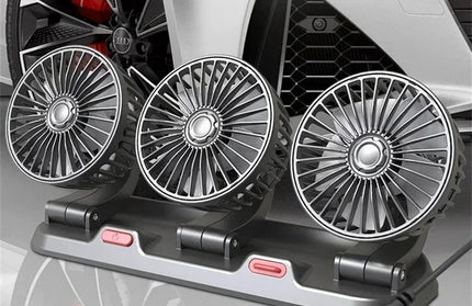 Car Fan 360° Adjustable 3 Head Air Fan Automotive Electric Fan USB/12V/24V Fan 2 Speeds Car Silent Fan For Home Desk Office&Car