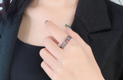 925 Sterling Silver Red Zircon Ring