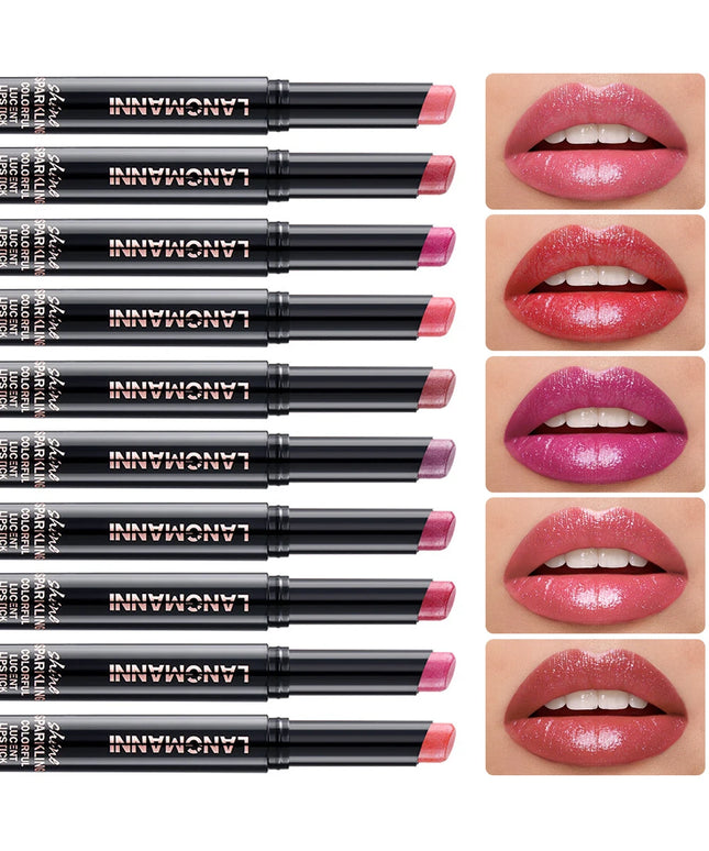 10 Color Glitter Pearlescent Lipstick Waterproof