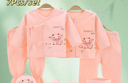 Clothes cartoon long Sleeve Bodysuit+Pants+Hat 7pcs Set