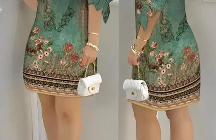 Women Summer Fashion Pearls Decor Split Sleeve Casual Boat Neck
