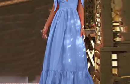 Sexy Summer Women V-Neck Sling Backless Dress