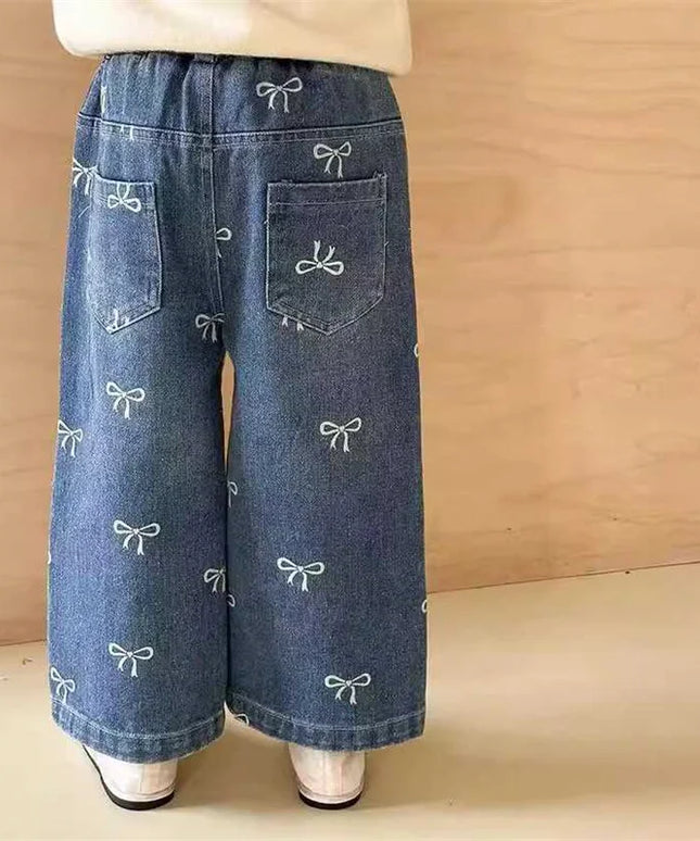 Print Bow Wide-leg Pants