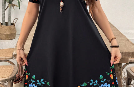 Summer Casual Floral Print Women's Mini Dress