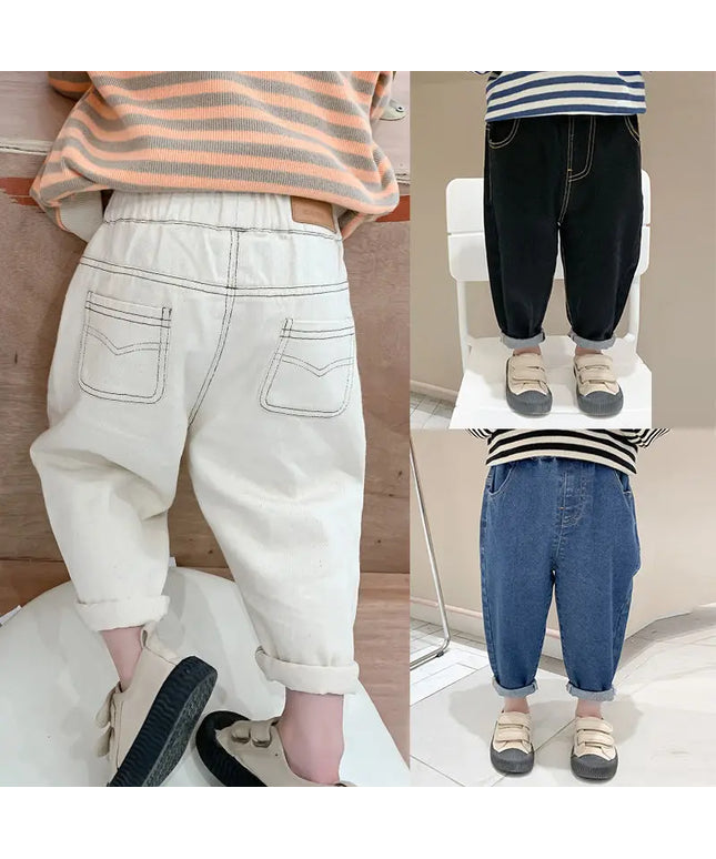 Korean Style Casual Solid Color Jeans
