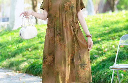 Summer Dresses O-neck Print Long Dress