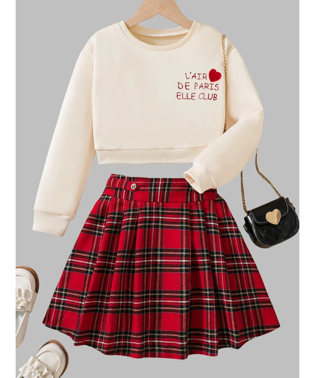 Girls Heart Print Skirt Set