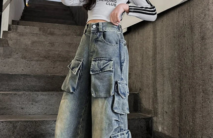 Street Style Pure Loose Straight Trousers