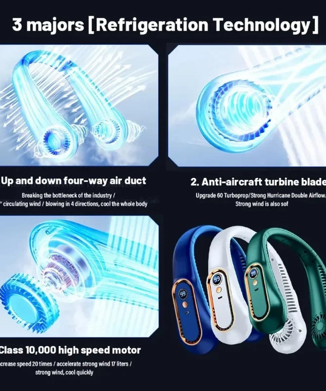 Neck Bladeless Fan Mini Ultra Long Life Portable Lazy Silent Fan Usb Charging