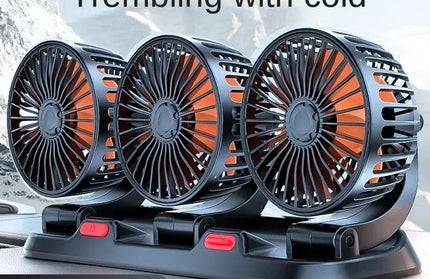 Car Fan 360° Adjustable 3 Head Air Fan Automotive Electric Fan USB/12V/24V Fan 2 Speeds Car Silent Fan For Home Desk Office&Car