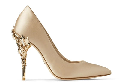 Luxury Leaves Metal Heel Pumps Women Shoes
