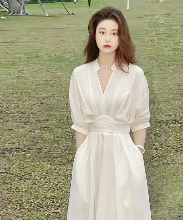 Spring Autumn French Style Women Fashion Shirt Dresses