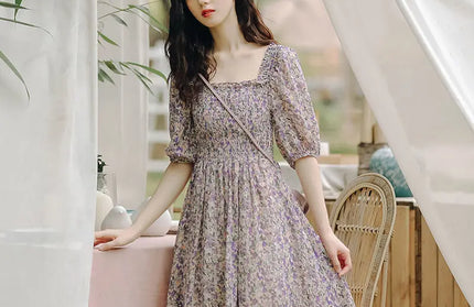 Floral Woman Dress Open Back Backless