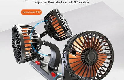 Car Fan 360° Adjustable 3 Head Air Fan Automotive Electric Fan USB/12V/24V Fan 2 Speeds Car Silent Fan For Home Desk Office&Car