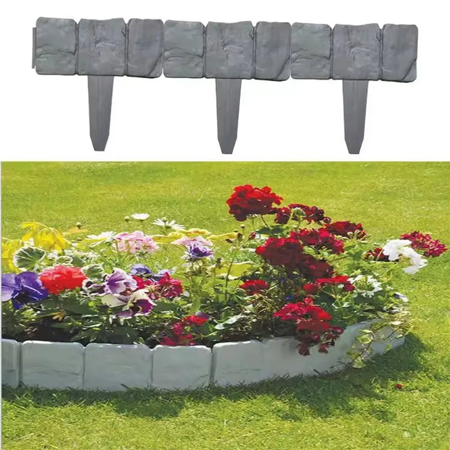 10Pcs Home Garden Border Edging Plastic Fence Stone DIY Yard Landscap
