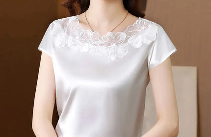 Outerwear Satin Short Sleeve T-shirt