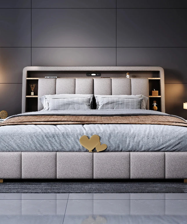 Bedroom Italian Type Bed Modern Aesthetic Double Storage