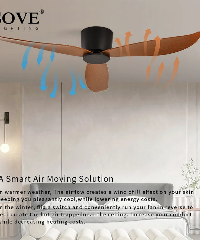 SOVE Ceiling Fan White Low Floor 17cm DC Ceiling Fan With Remote Control