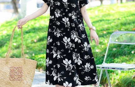 Summer Dresses O-neck Print Long Dress
