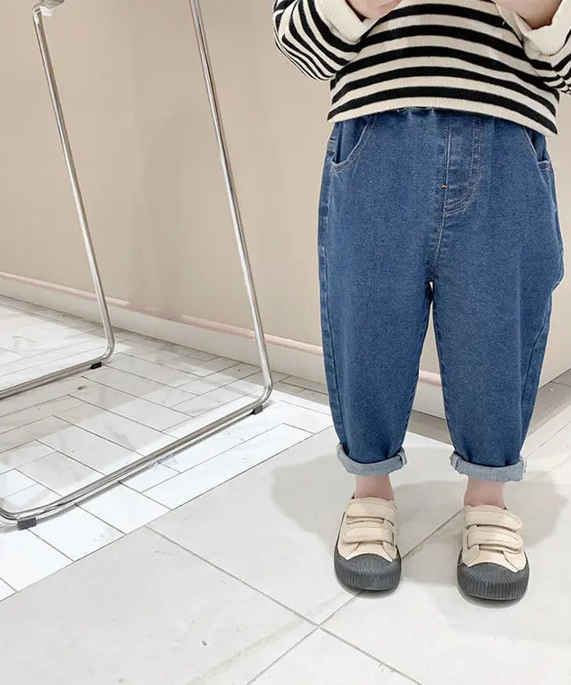 Korean Style Casual Solid Color Jeans