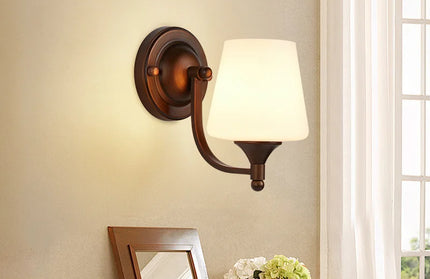 Bathroom Light Lighting with White Frosted Glass Shade